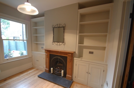 Bespoke Victorian style alcove cabinet and bookcase